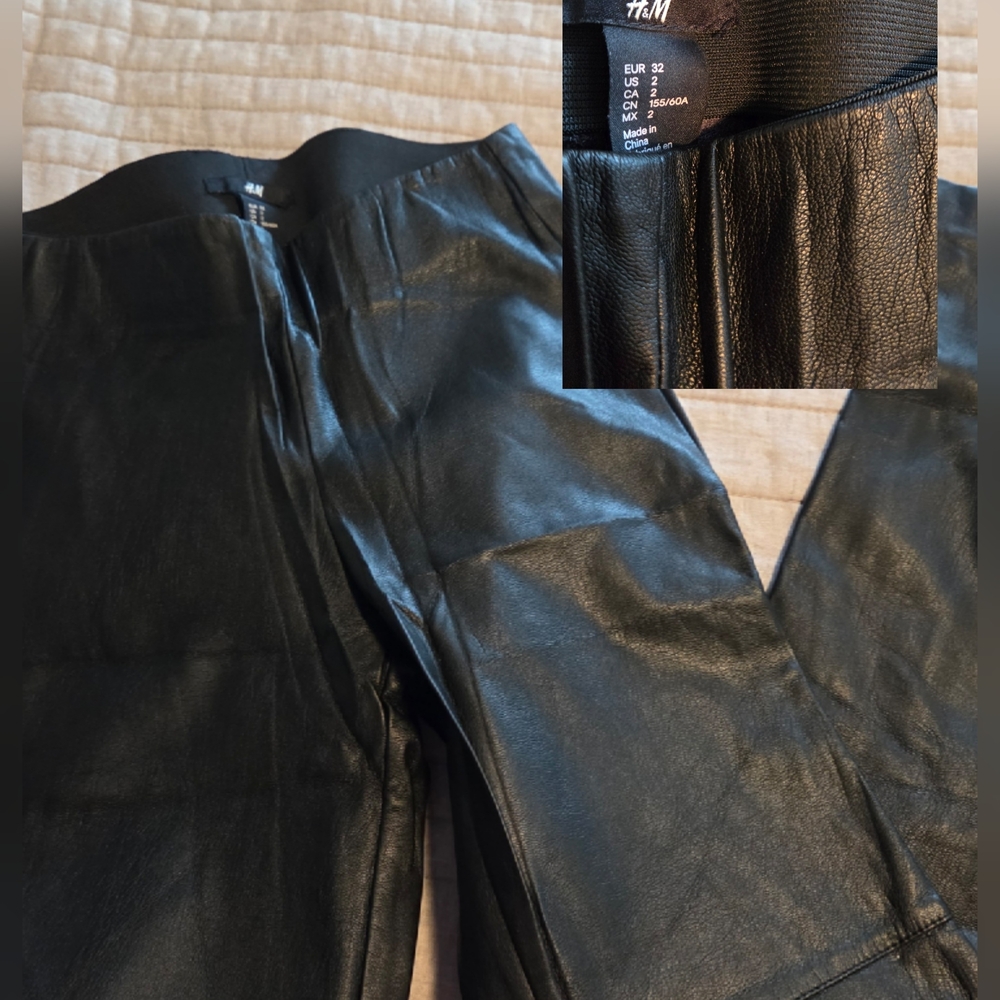 H&M Sleek Black Leather Look Trousers